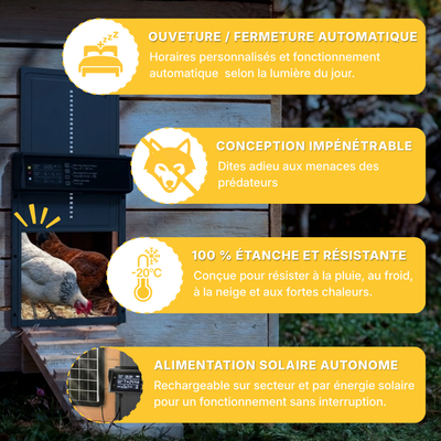 Solarbetriebene automatische Hühnerstalltür – Hateik Ultra